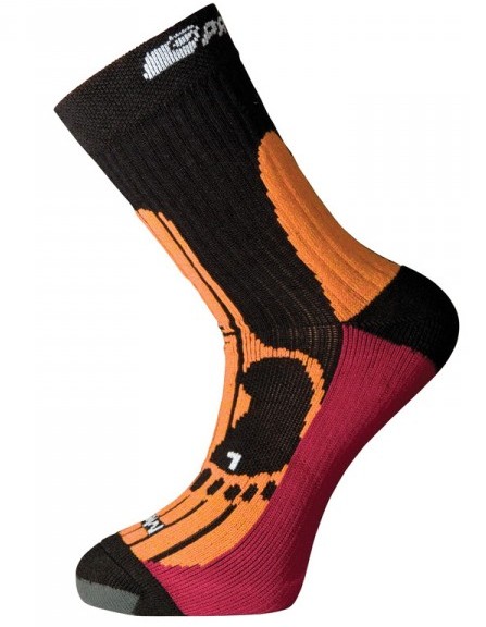 Turistické merino ponožky PROGRESS černá/meruňka/švestka Velikost: 39-42