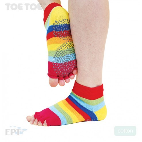JOGA NO FINGER trainer bezprstové ponožky protiskluzové ToeToe rainbow (duha) M