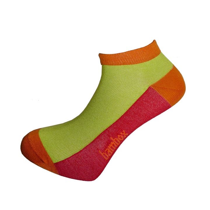 Levně BX-SNEAKER FUN nízké bambusové ponožky BAMBOX 35-38 limetka / červená
