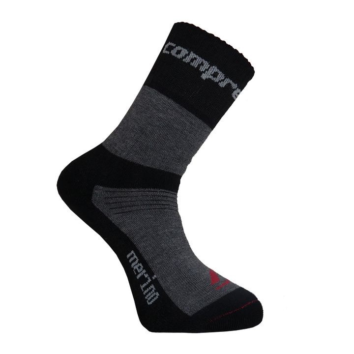 CSX-MEDVĚD vlněné merino ponožky COMPRESSOX 35-38 tm. šedá / černá