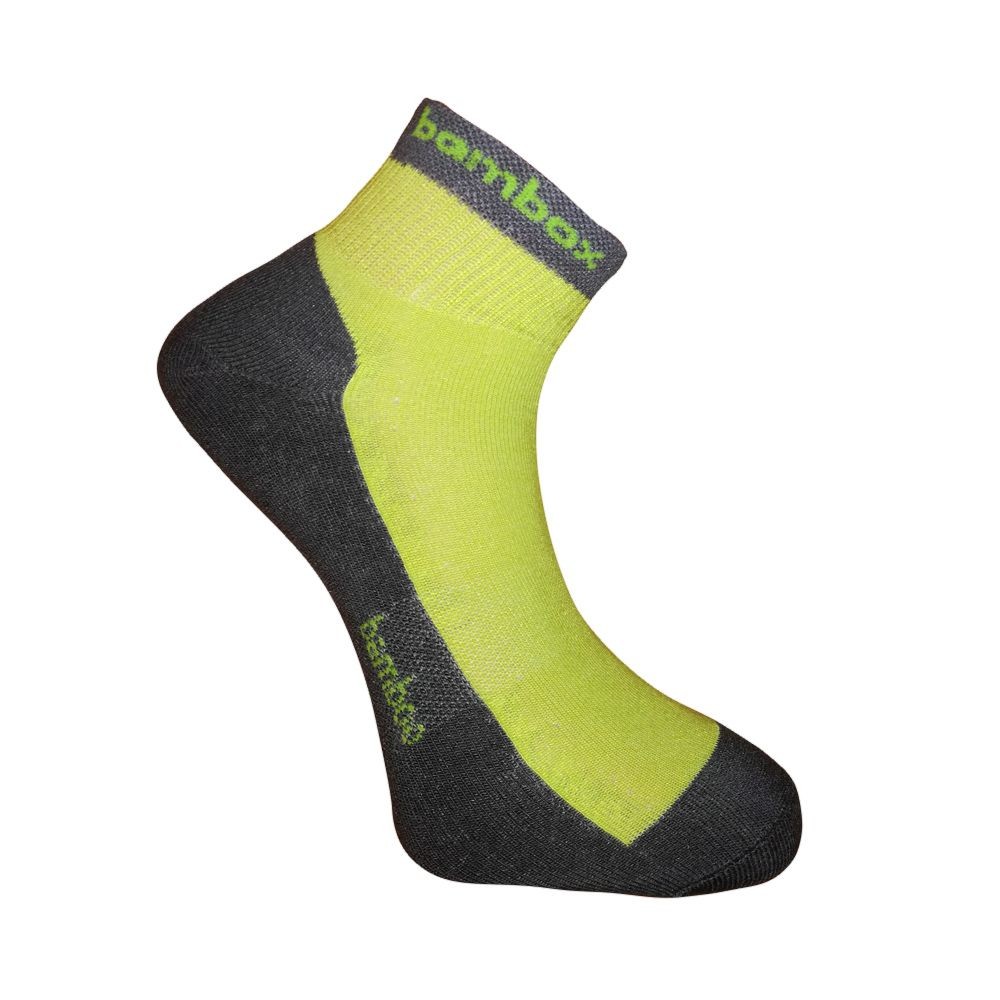 Levně BX-2 FUN bambusové kotníčkové ponožky BAMBOX 39-42 tm. šedá / limetka