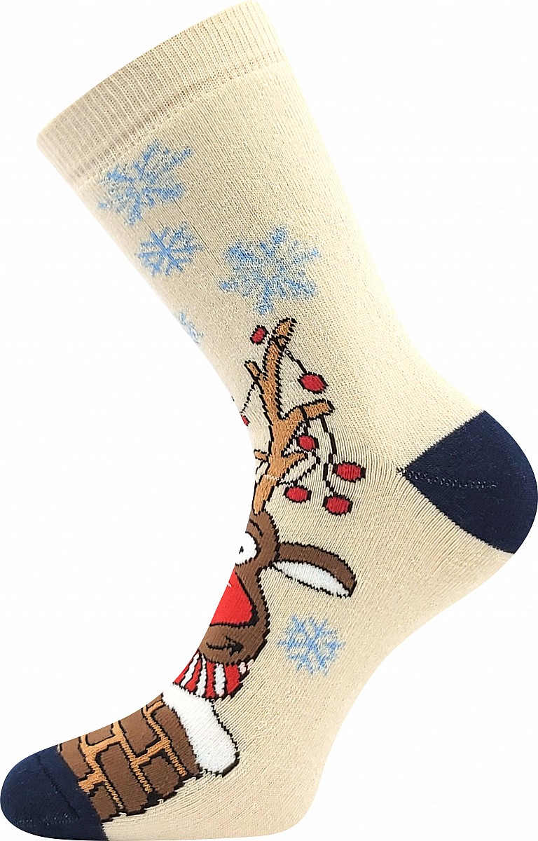 RUDY vánoční froté ponožky Boma - RUDOLF 27-34 smetanová