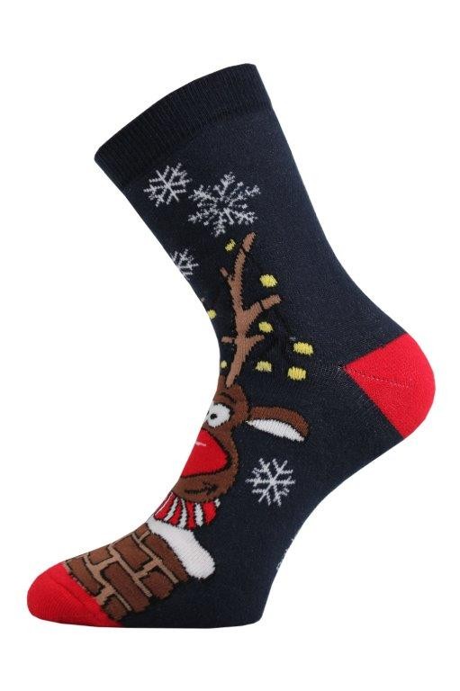 RUDY vánoční froté ponožky Boma - RUDOLF 35-41 tm. modrá