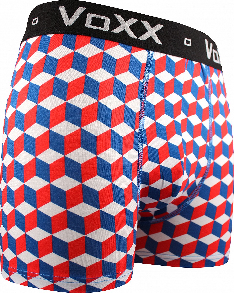 Levně KVIDO II pánské vzorované elastické boxerky VoXX - CUBE červená XXL