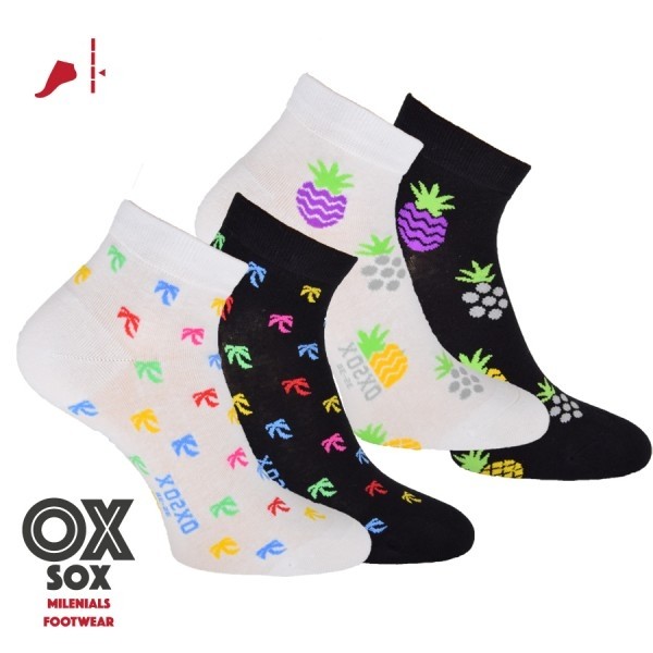 Dámské módní barevné kotníkové ponožky OXSOX