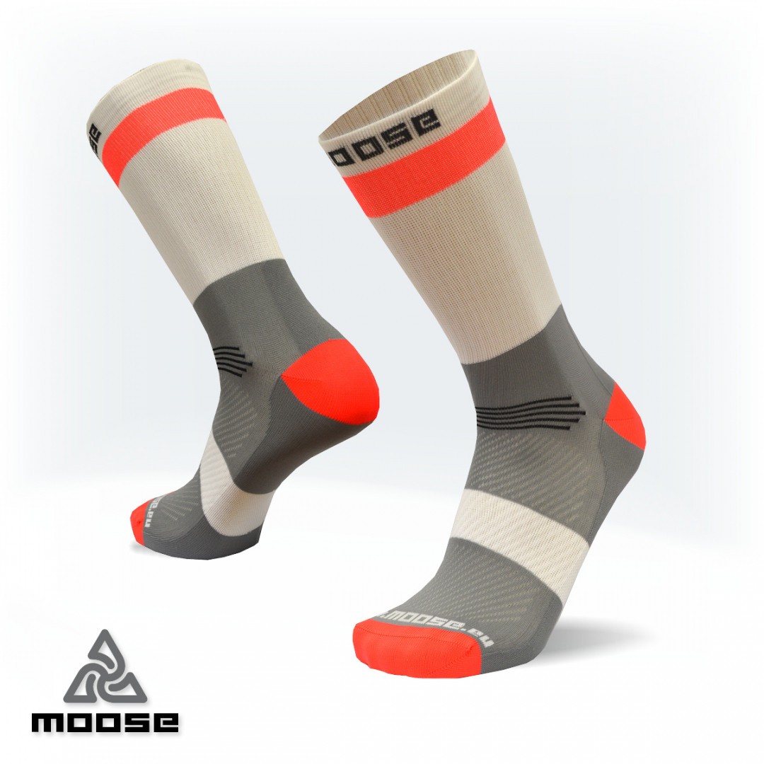 RACE POLY sportovní cyklo ponožky Moose bílá XXL