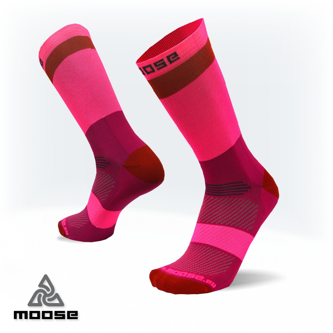 RACE POLY sportovní cyklo ponožky Moose růžová XL