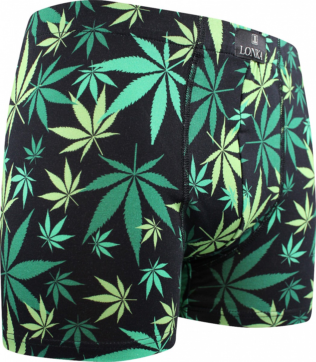 KEVIN IMAGE pánské elastické boxerky - CANNABIS černá 3XL