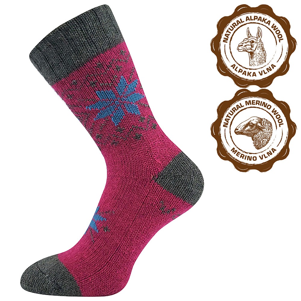 ALTA vlněné extra hřejivé antibakteriální ponožky se stříbrem VoXX 35-38 tm. šedá / fuchsia
