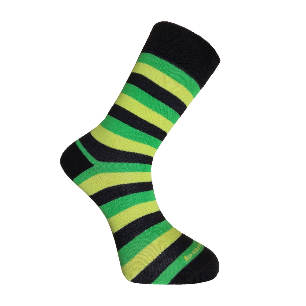 BX-STRIPY DARK bambusové ponožky BAMBOX 39-42 hnědá / zelená / žlutá