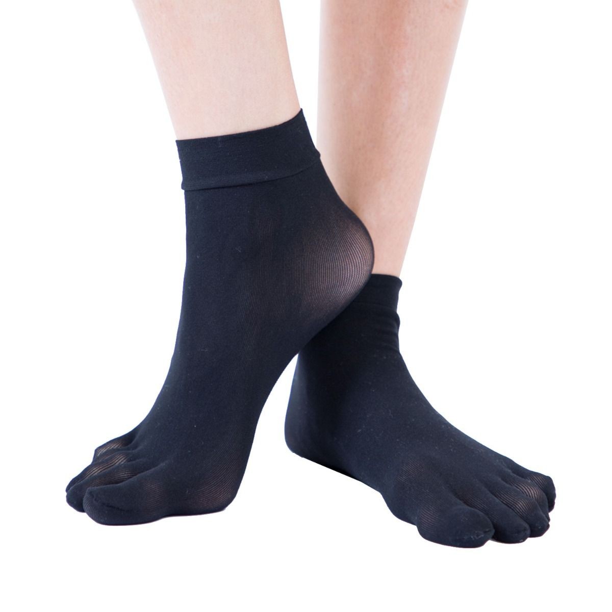 PLAIN ANKLE prstové nylonové ponožky ToeToe černá