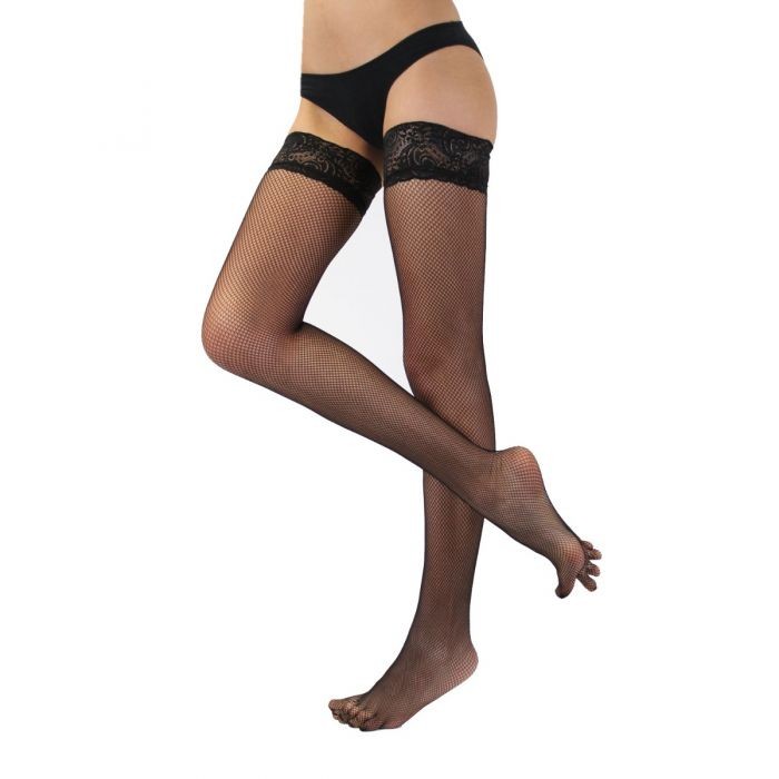 FISHNET HOLD UP silonové prstové nadkolenky ToeToe černá