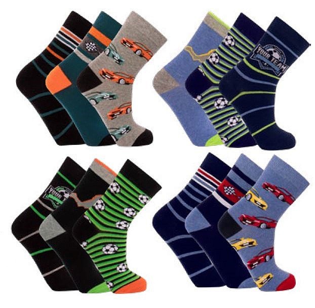 AUTA a FOTBAL dětské barevné ponožky TRENDY SOCKS 23-26 náhodný mix