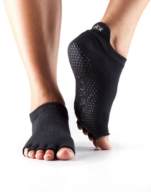 LOW RISE bezprstové protiskluzové ponožky ToeSox - BLACK XS