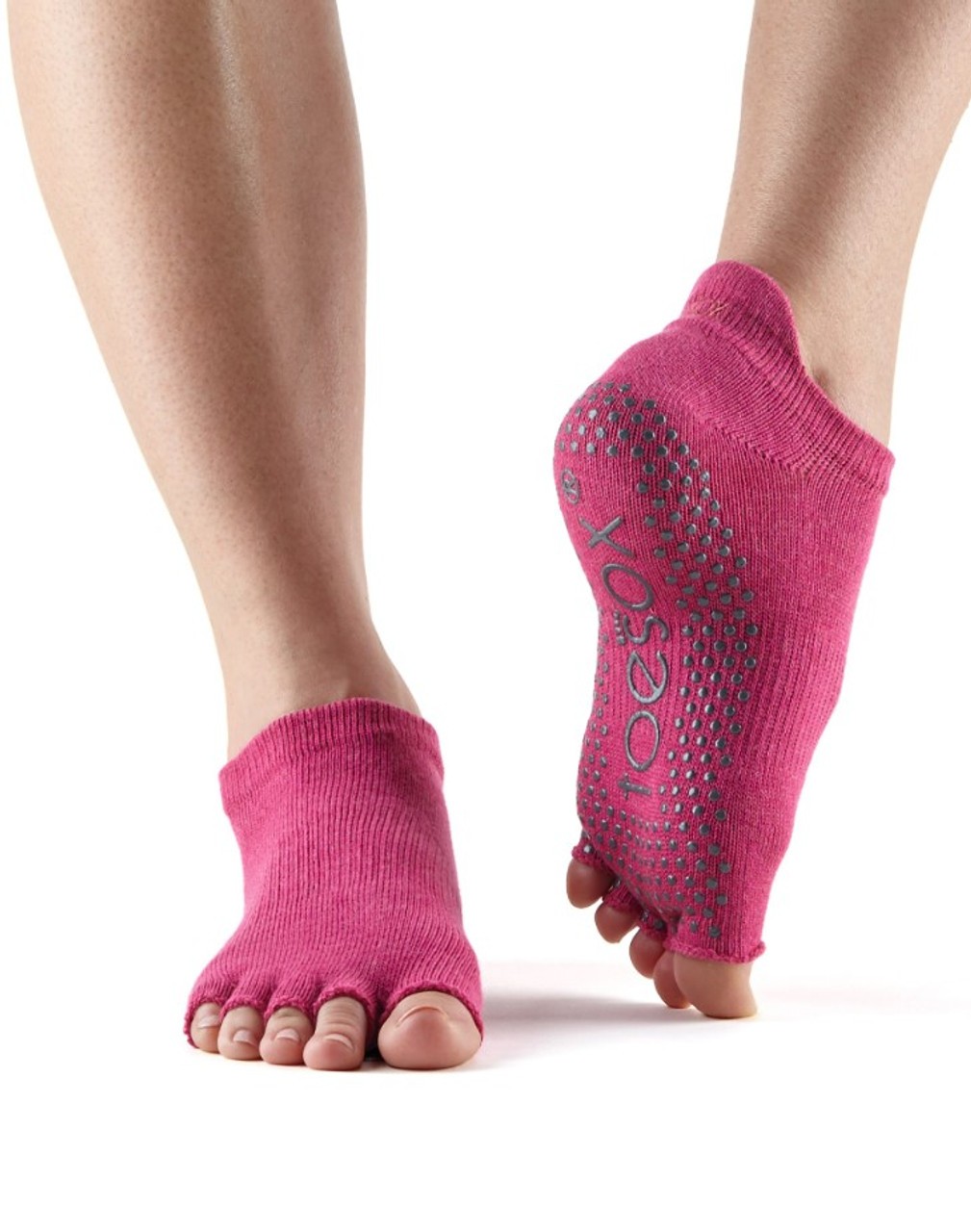 LOW RISE bezprstové protiskluzové ponožky ToeSox - RASPBERRY S