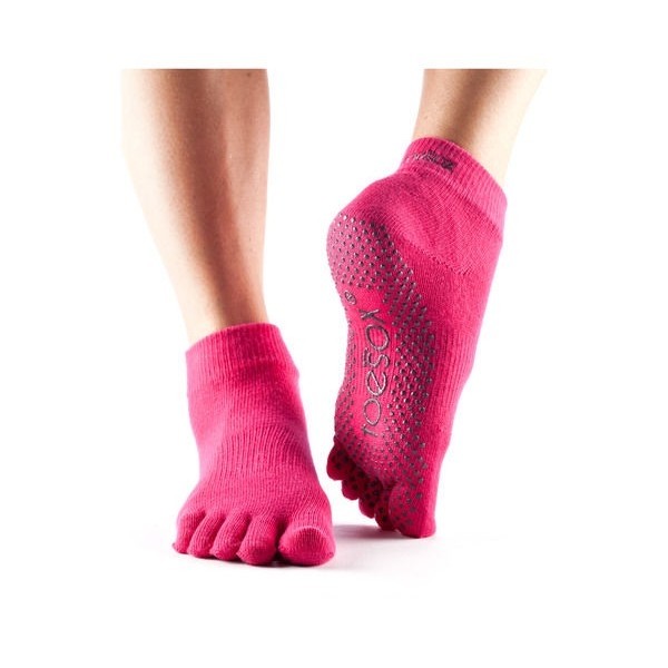 ANKLE nízké ABS prstové ponožky ToeSox - FUSCIA