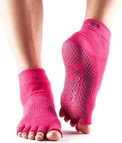 Levně ANKLE nízké ABS bezprstové ponožky ToeSox - FUCHSIA S