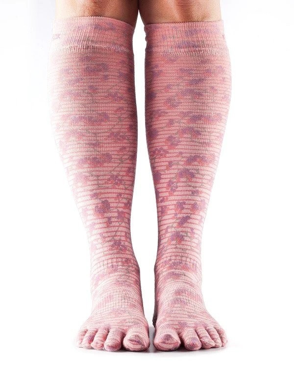 Levně CASUAL KNEE HIGH prstové podkolenky ToeSox - CHERRY BLOSSOM M