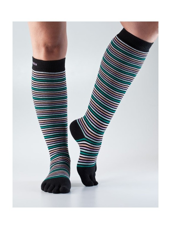 Levně CASUAL KNEE HIGH prstové podkolenky ToeSox - RETROBLACKSTRIPE S