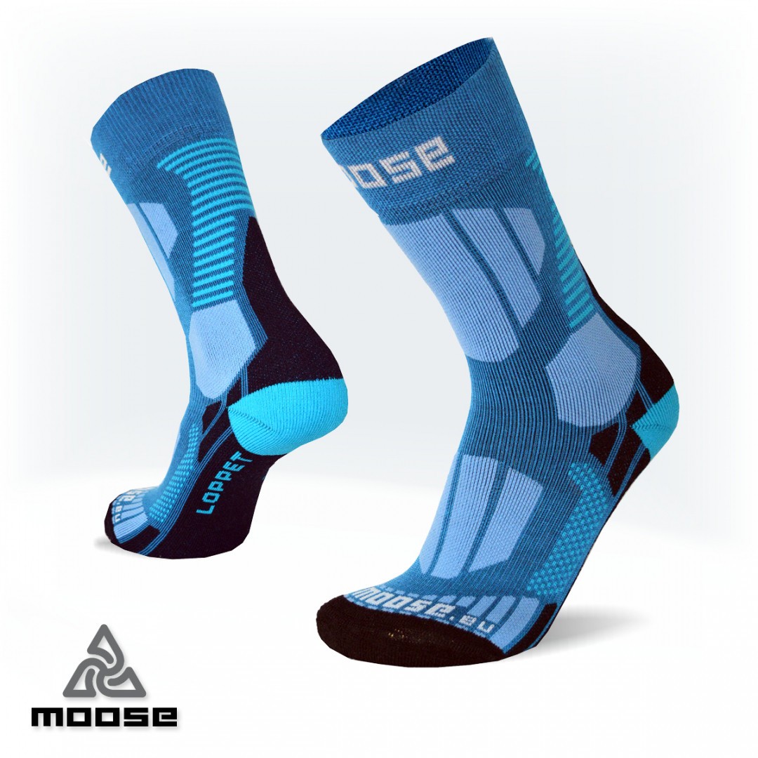 LOPPET merino běžkařské ponožky Moose modrá S