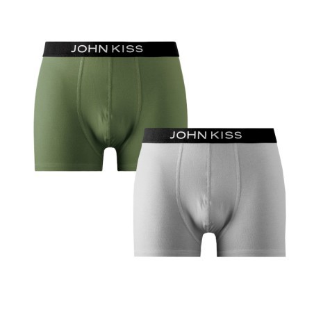 Levně MIKE pánské elastické boxerky z modalu John Kiss - GG šedá / zelená XL