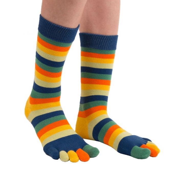 Levně STRIPY prstové pruhované ponožky ToeToe sunset