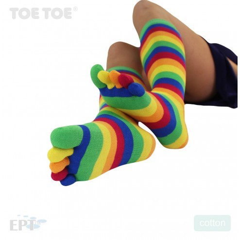 STRIPY prstové pruhované ponožky ToeToe sv. zelená