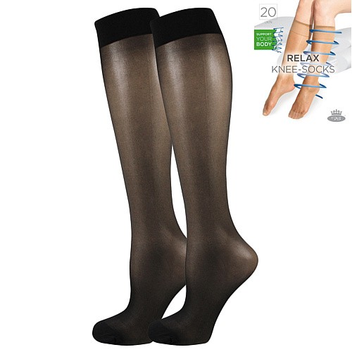 RELAX knee-socks 20 DEN punčochové podkolenky Lady B - 6 párů UNI černá