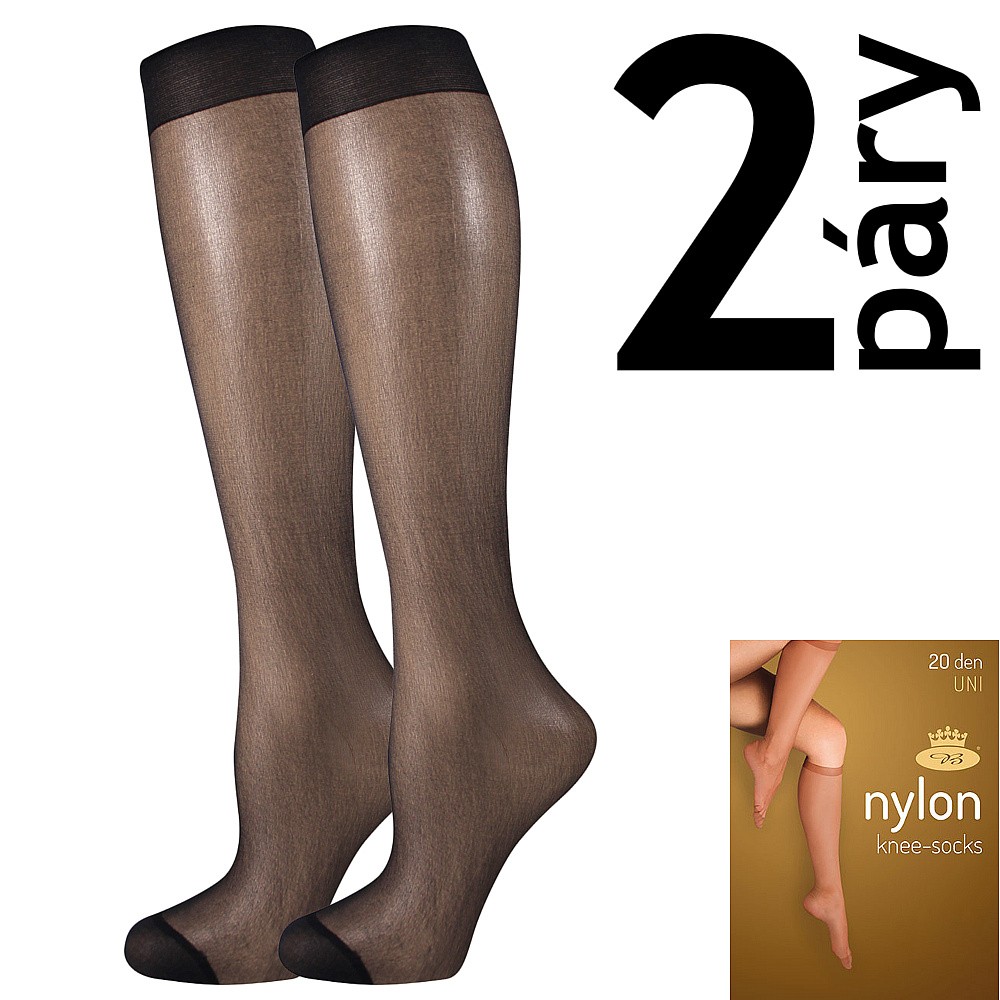 NYLON KNEE-SOCKS 20 DEN punčochové podkolenky Lady B - 12 párů UNI černá