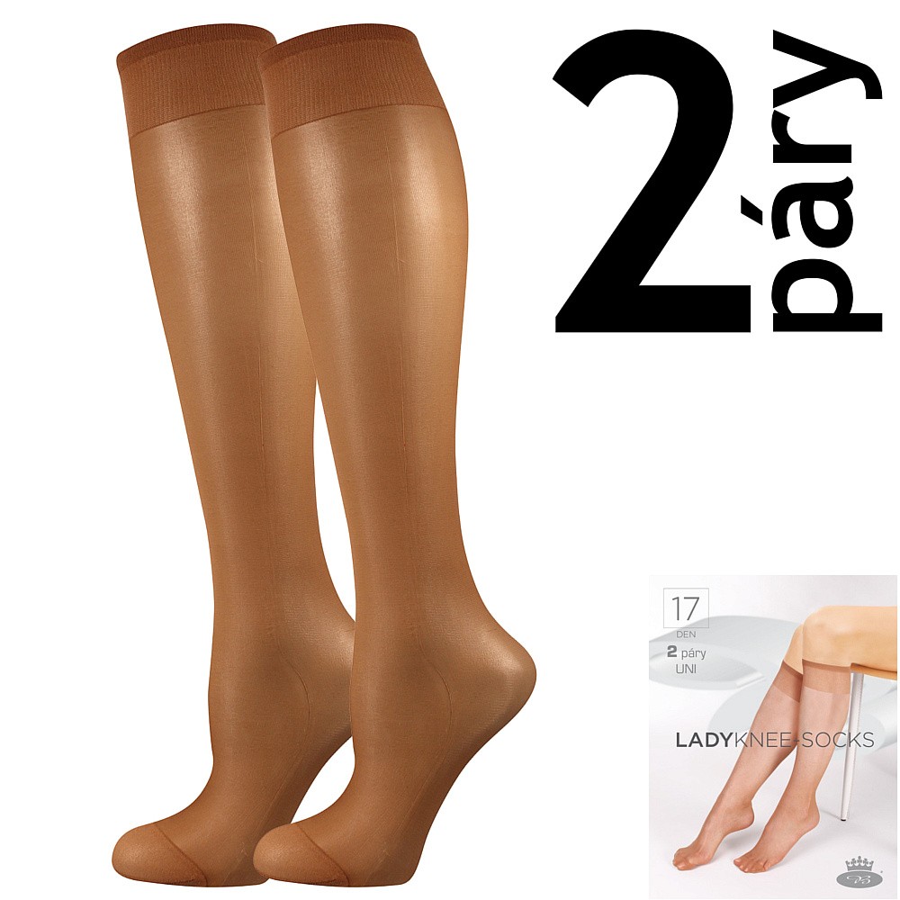 LADY knee-socks 17 DEN punčochové podkolenky Lady B - 12 párů UNI opal
