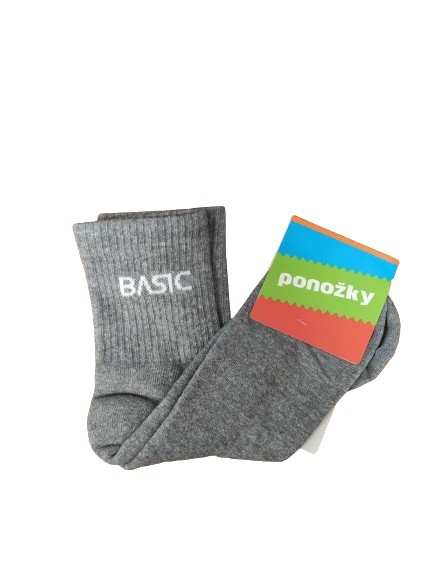 Levně FX-BASIC bavlněné sportovní ponožky s froté chodidlem FUXY 39-42 šedá