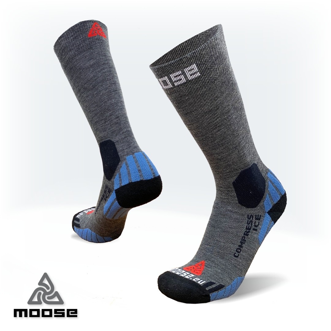 COMPRESS ICE merino kompresní ponožky Moose šedá XXL