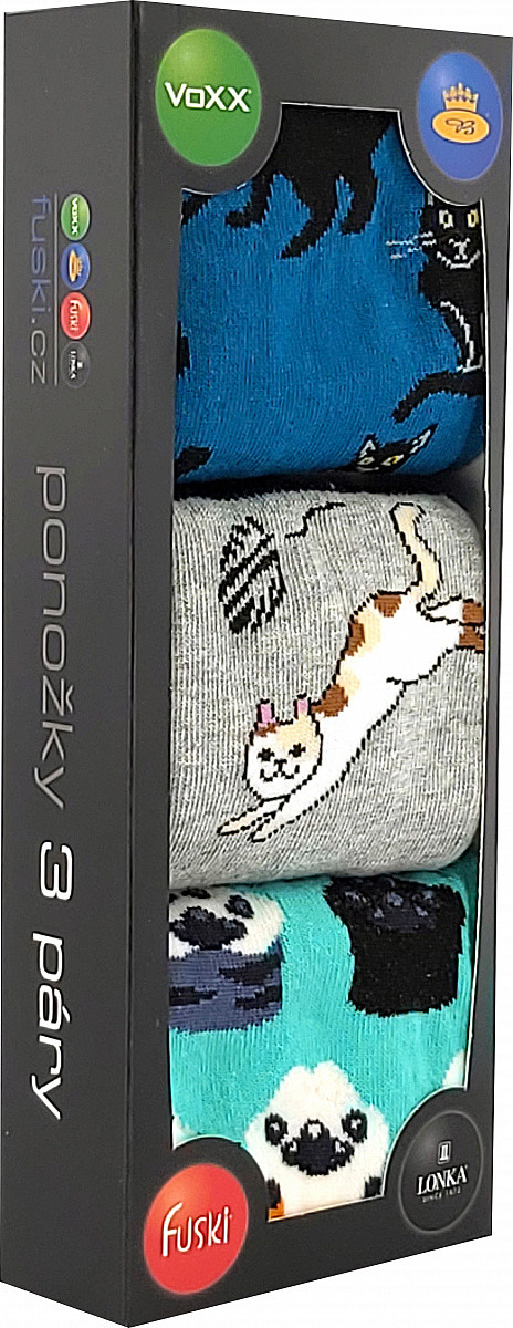 DEBOX barevné vánoční ponožky VoXX - KOČKY 35-38
