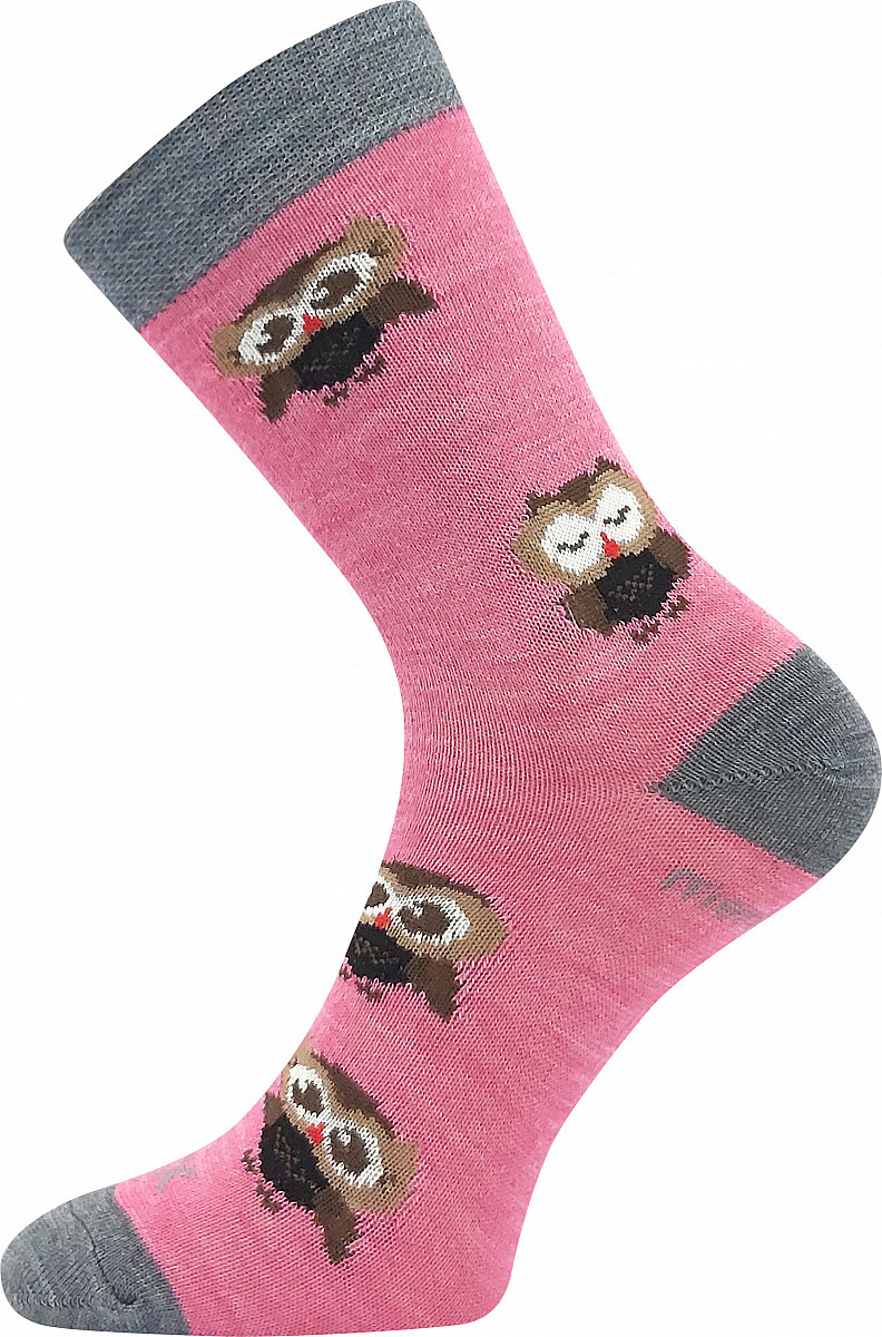 SOVIK dětské teplé veselé merino ponožky VoXX 35-38 růžová