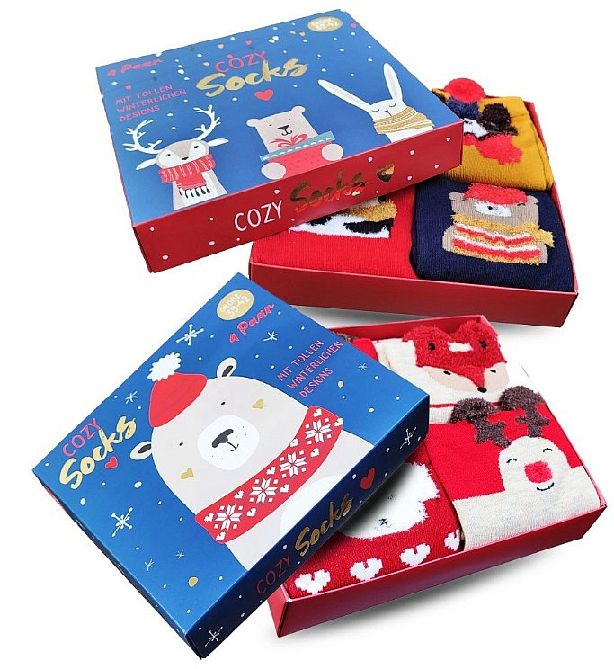 COZY SOCKS dárkové veselé ponožky 35-38 náhodný mix 4 páry