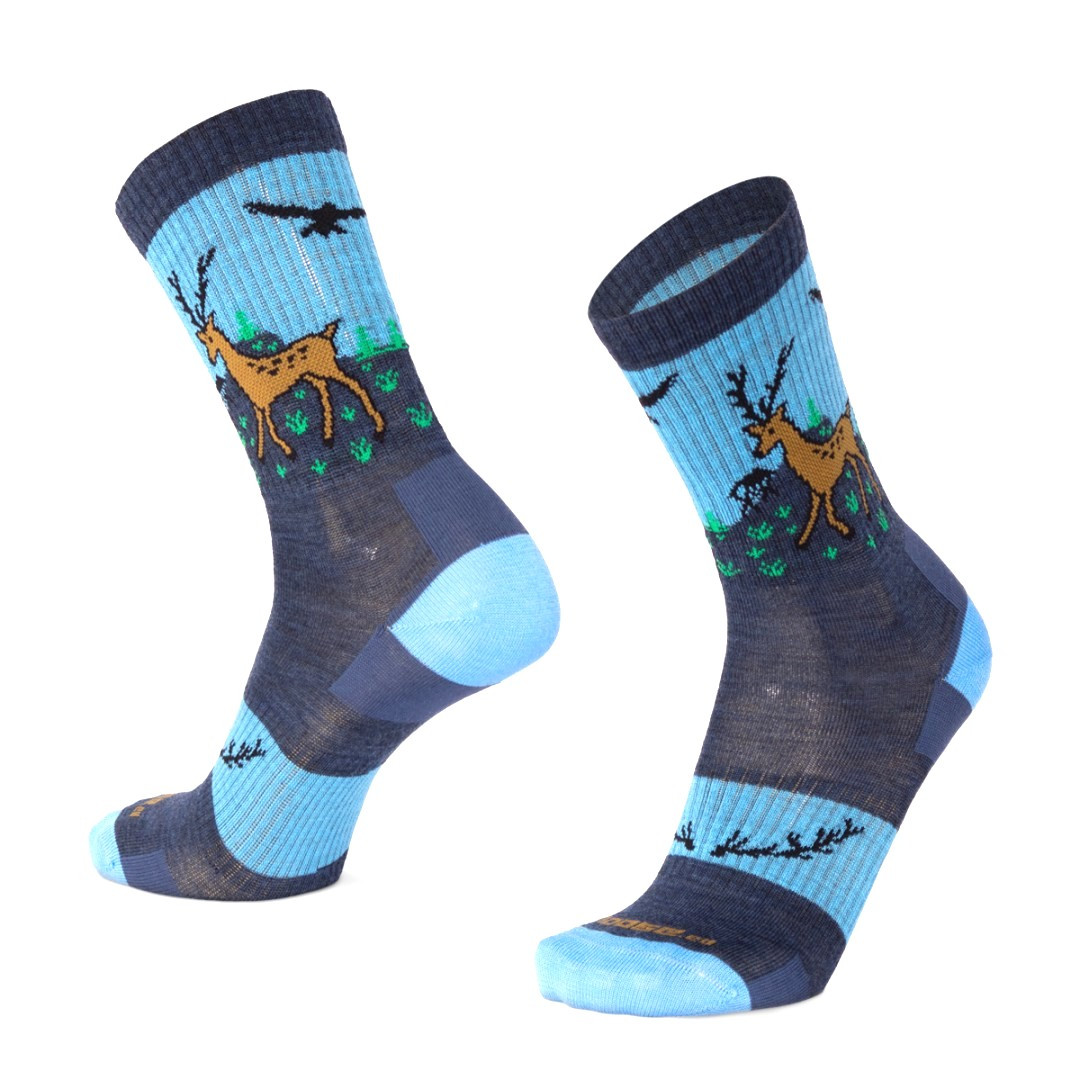 BESKYD DEER veselé merino ponožky Moose modrá M