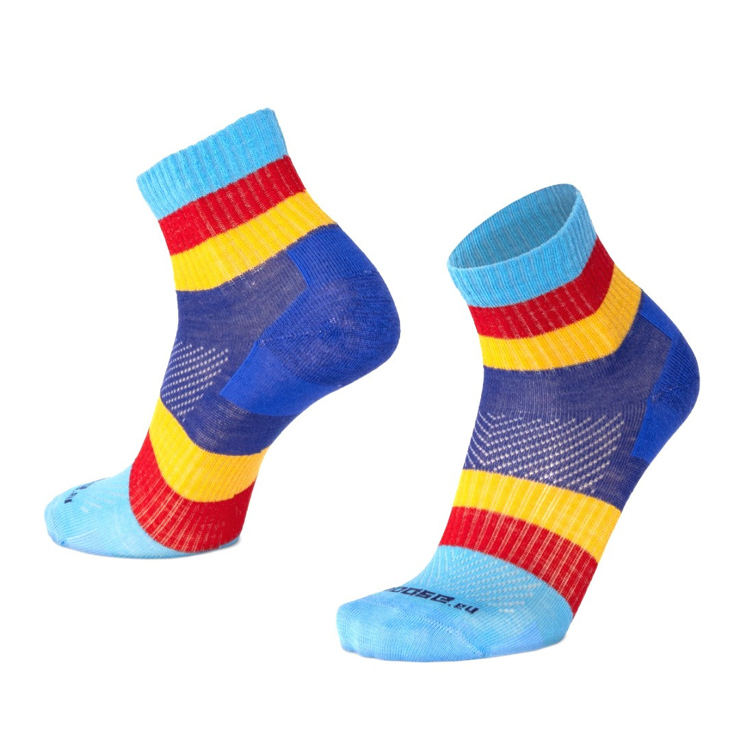 ORLIK RIBBON kotníkové pruhované merino ponožky Moose modrá XXL