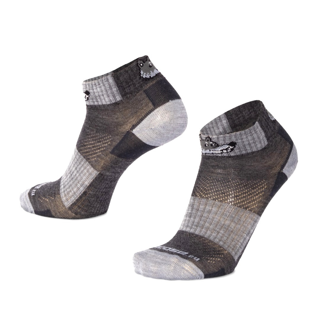 LUZY WOLF nízké veselé merino ponožky s vlkem Moose šedá M