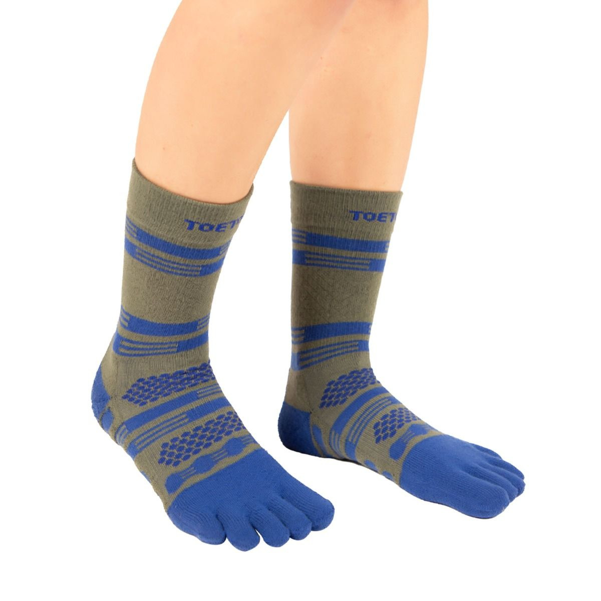 Levně ALL SPORT ANKLE sportovní prstové ponožky ToeToe zelená / modrá L