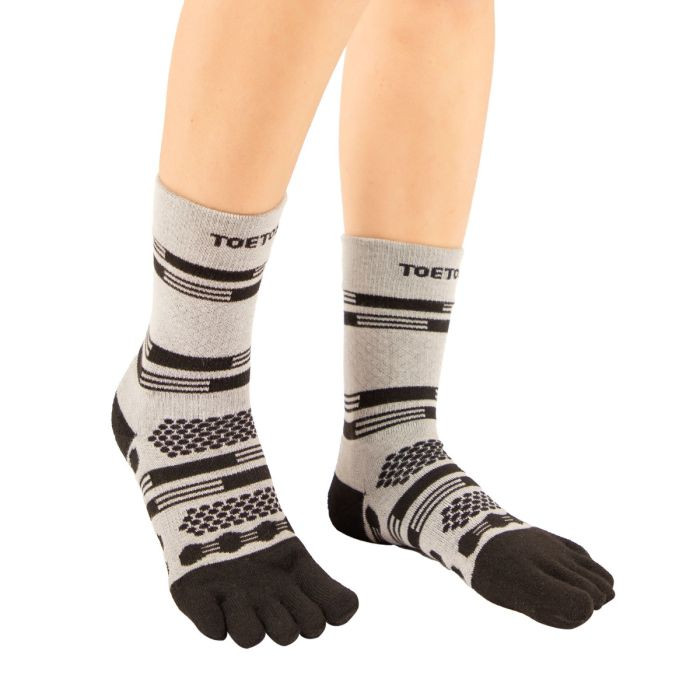 Levně ALL SPORT ANKLE sportovní prstové ponožky ToeToe černá / šedá L