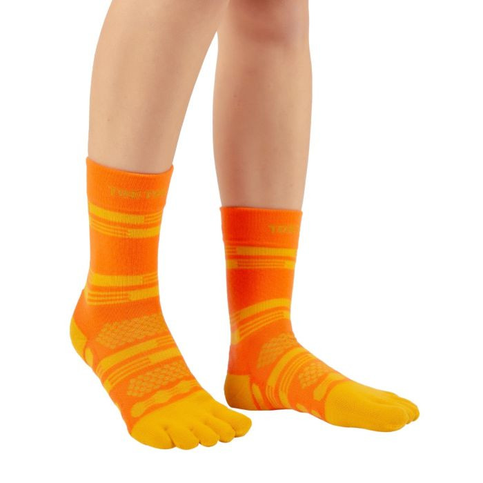 Levně ALL SPORT ANKLE sportovní prstové ponožky ToeToe oranžová / žlutá L
