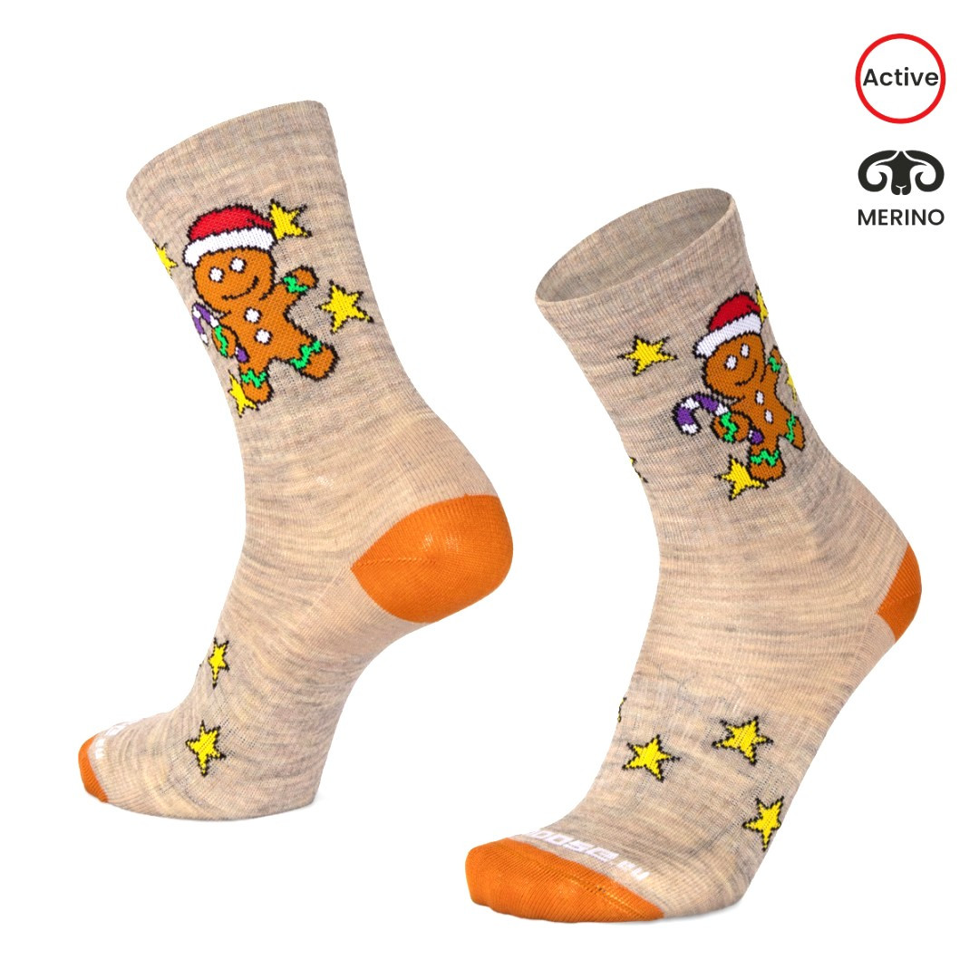 BESKYD GINGER vánoční merino ponožky Moose béžová S