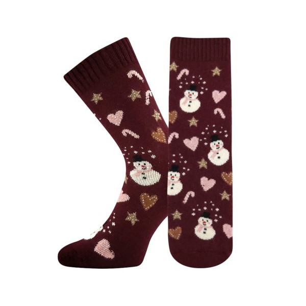 EMILY silné froté teplé ponožky Lonka - SNĚHULÁK