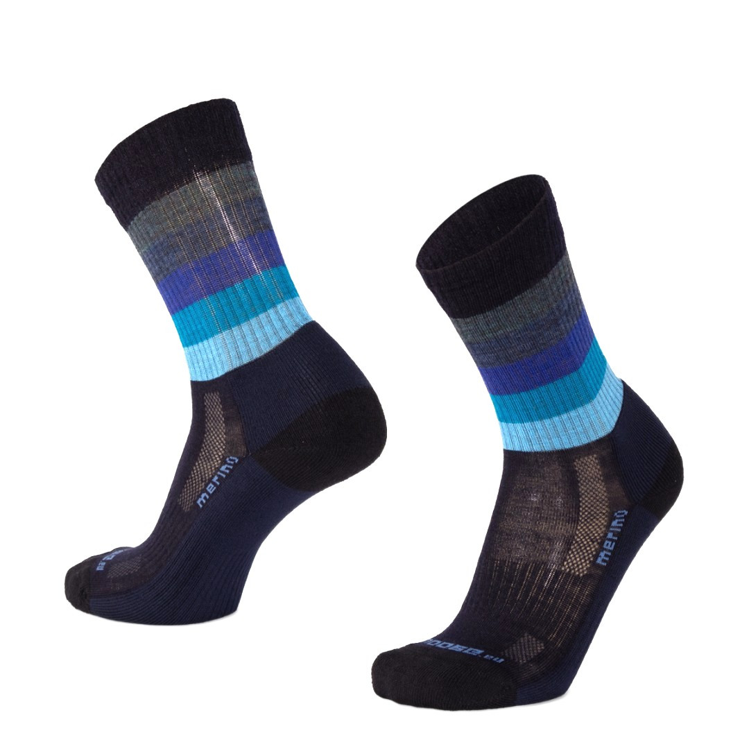 TATRAN STRIPE vysoké pruhované merino ponožky Moose modrá M