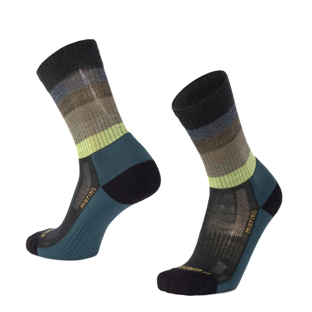 TATRAN STRIPE vysoké pruhované merino ponožky Moose zelená M