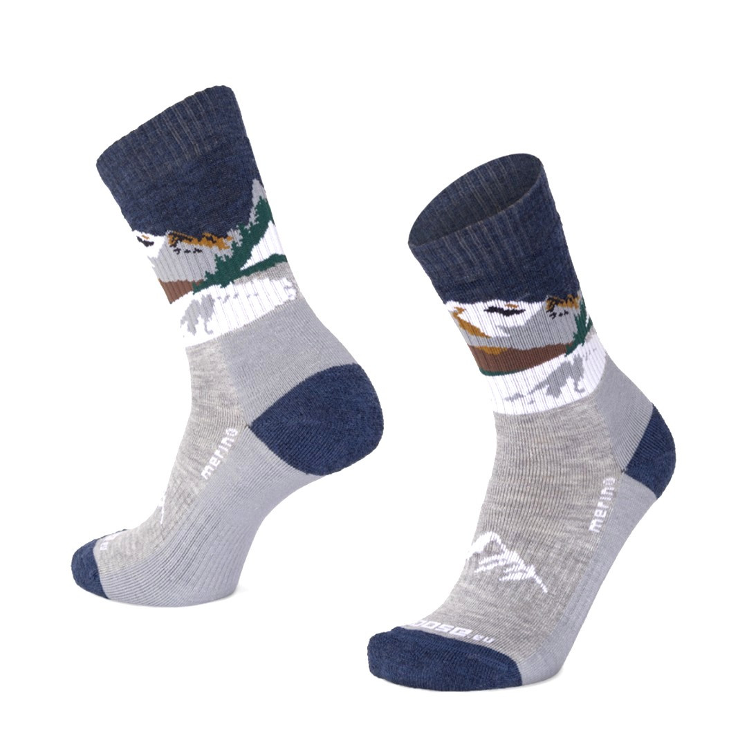 ALP BLANC veselé celofroté merino ponožky Moose šedá S