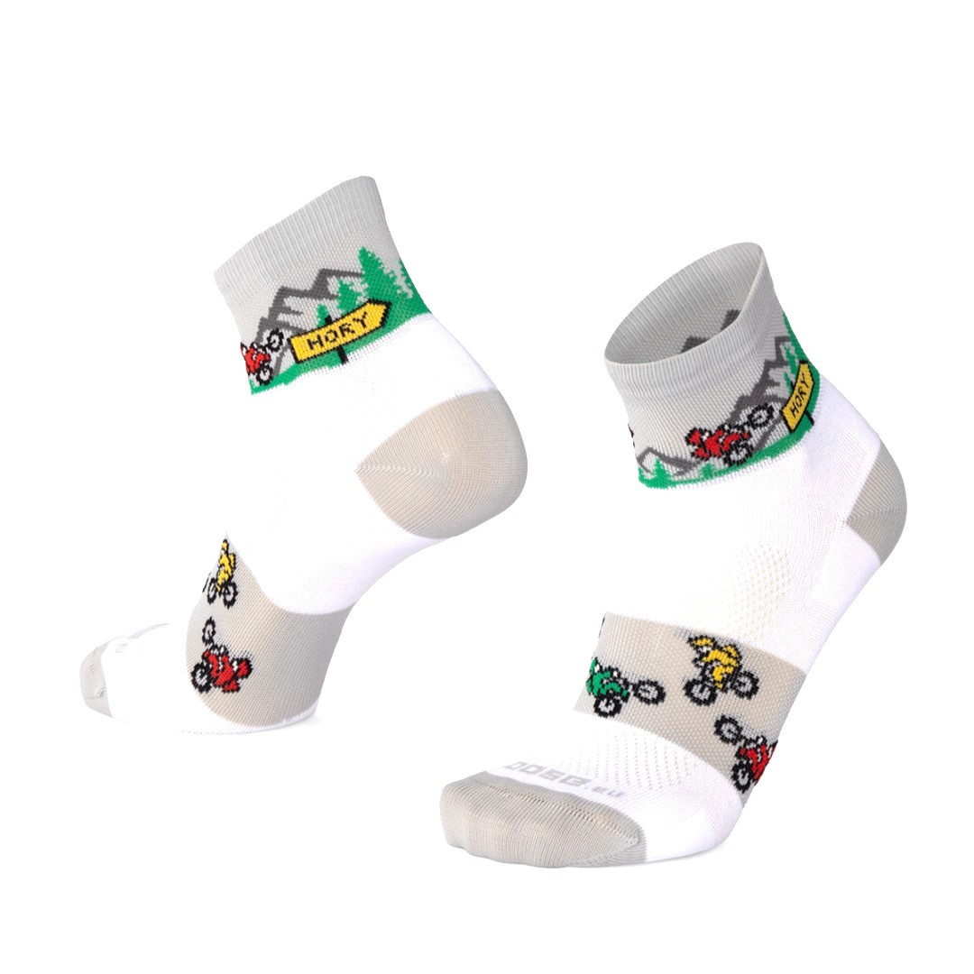 SMILE10 BIKE střední veselé sportovní ponožky Moose bílá XL