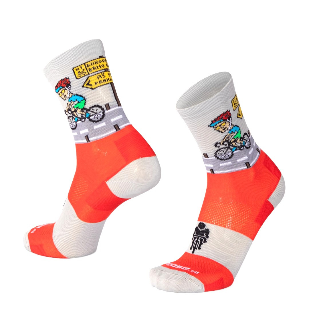 SMILE15 RIDE veselé sportovní ponožky Moose červená 3XL