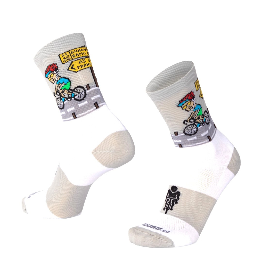 SMILE15 RIDE veselé sportovní ponožky Moose bílá XL