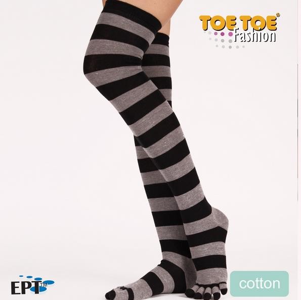 OVER-KNEE prstové nadkolenky ToeToe černá / šedá